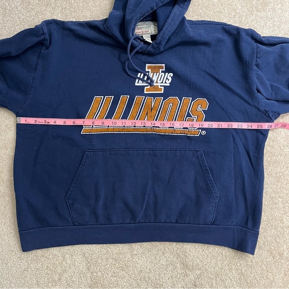 VINTAGE Fighting Illini Sweater Mens Large Blue Orange Hoodie Sweatshirt College - Picture 5 of 8